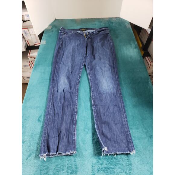Lucky Brand Jeans Size 10 Womens Blue Stretch Pants Fray Hem Sweet N Straight - Picture 1 of 13